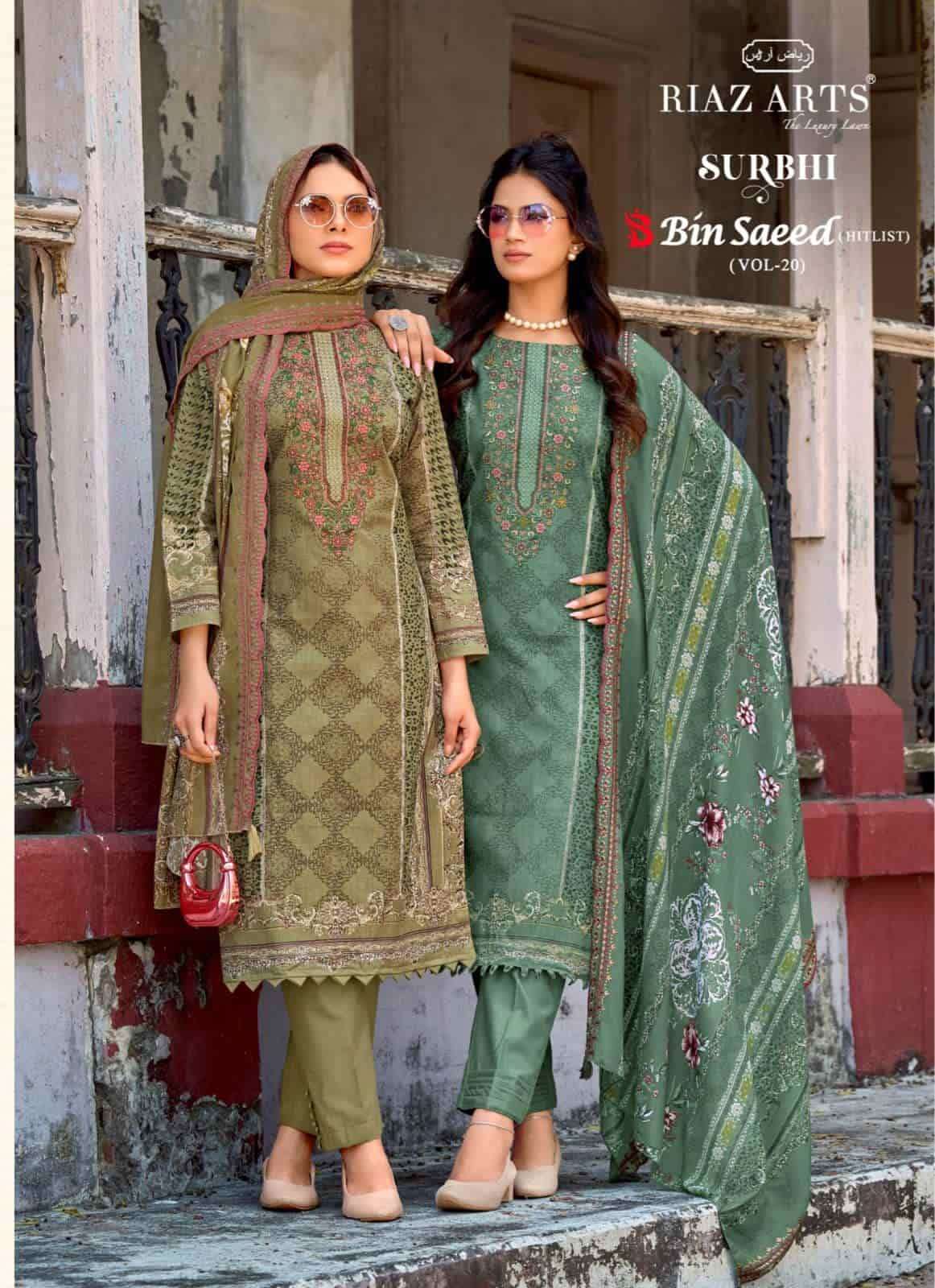 Riaz Arts Surbhi Bin Saeed Hit List Vol 20 Lawn Cotton Pakistani Suit - Amrah Wholesale