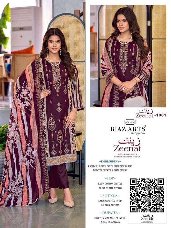 Riaz Arts Zeenat Lawn Cotton Embroidered Pakistani Suit