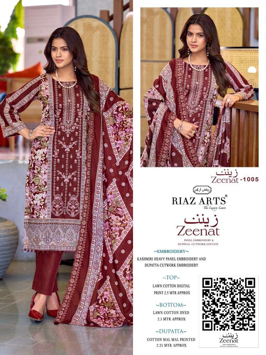 Riaz Arts Zeenat Lawn Cotton Embroidered Pakistani Suit
