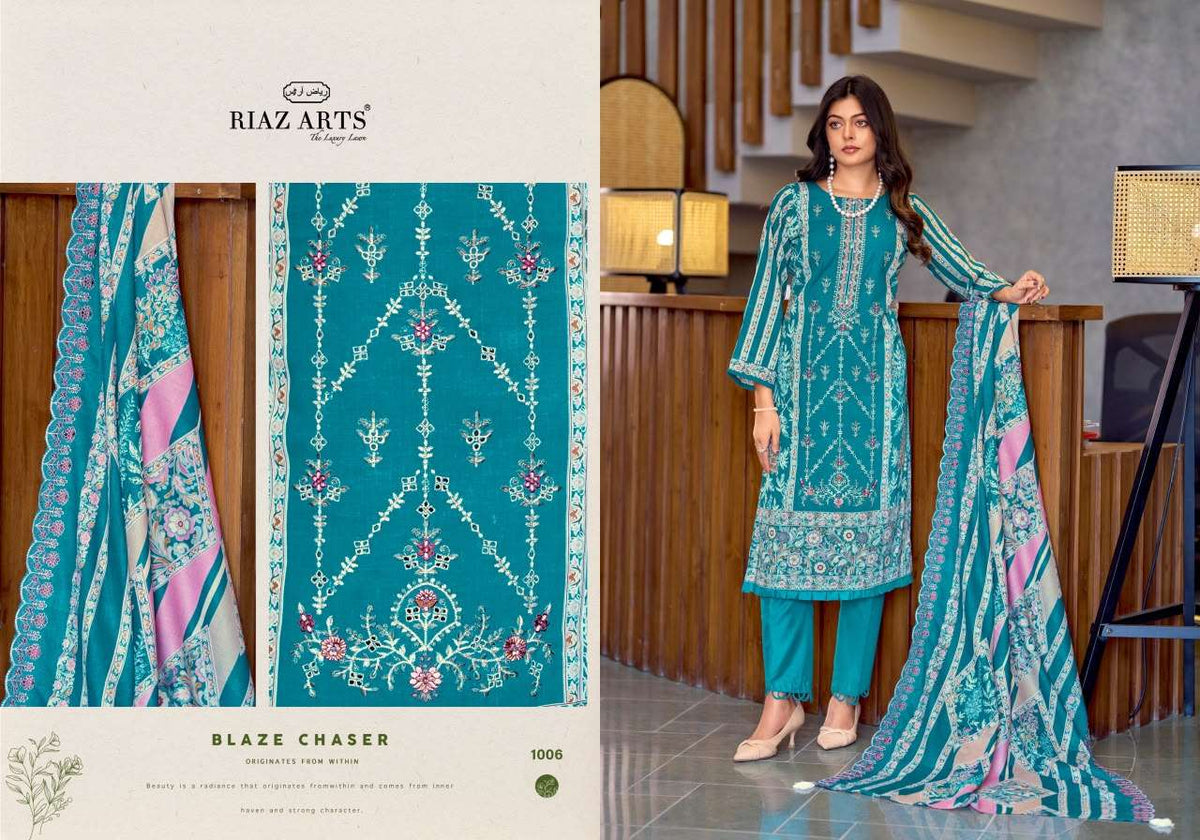 Riaz Arts Zeenat Lawn Cotton Embroidered Pakistani Suit