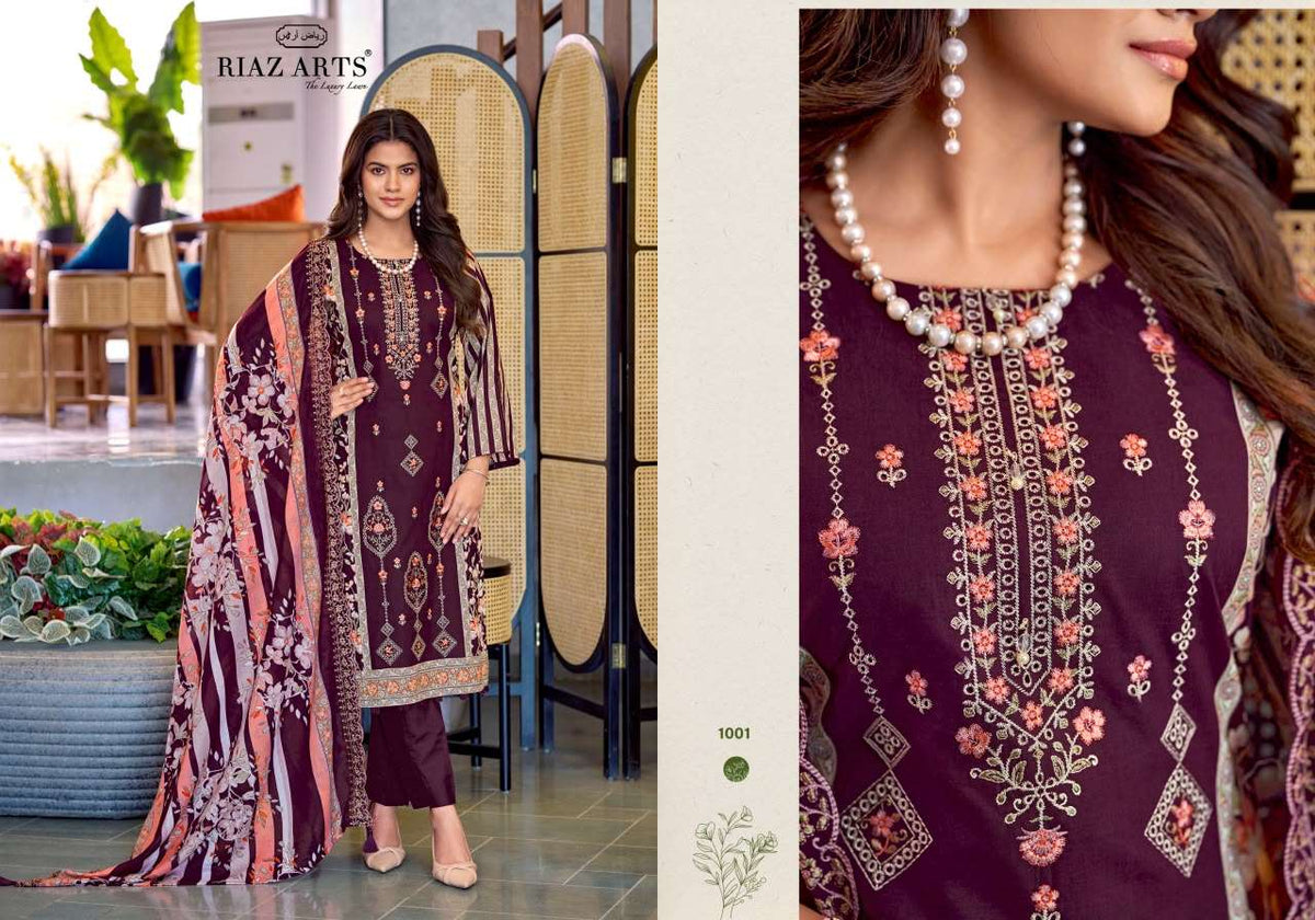 Riaz Arts Zeenat Lawn Cotton Embroidered Pakistani Suit