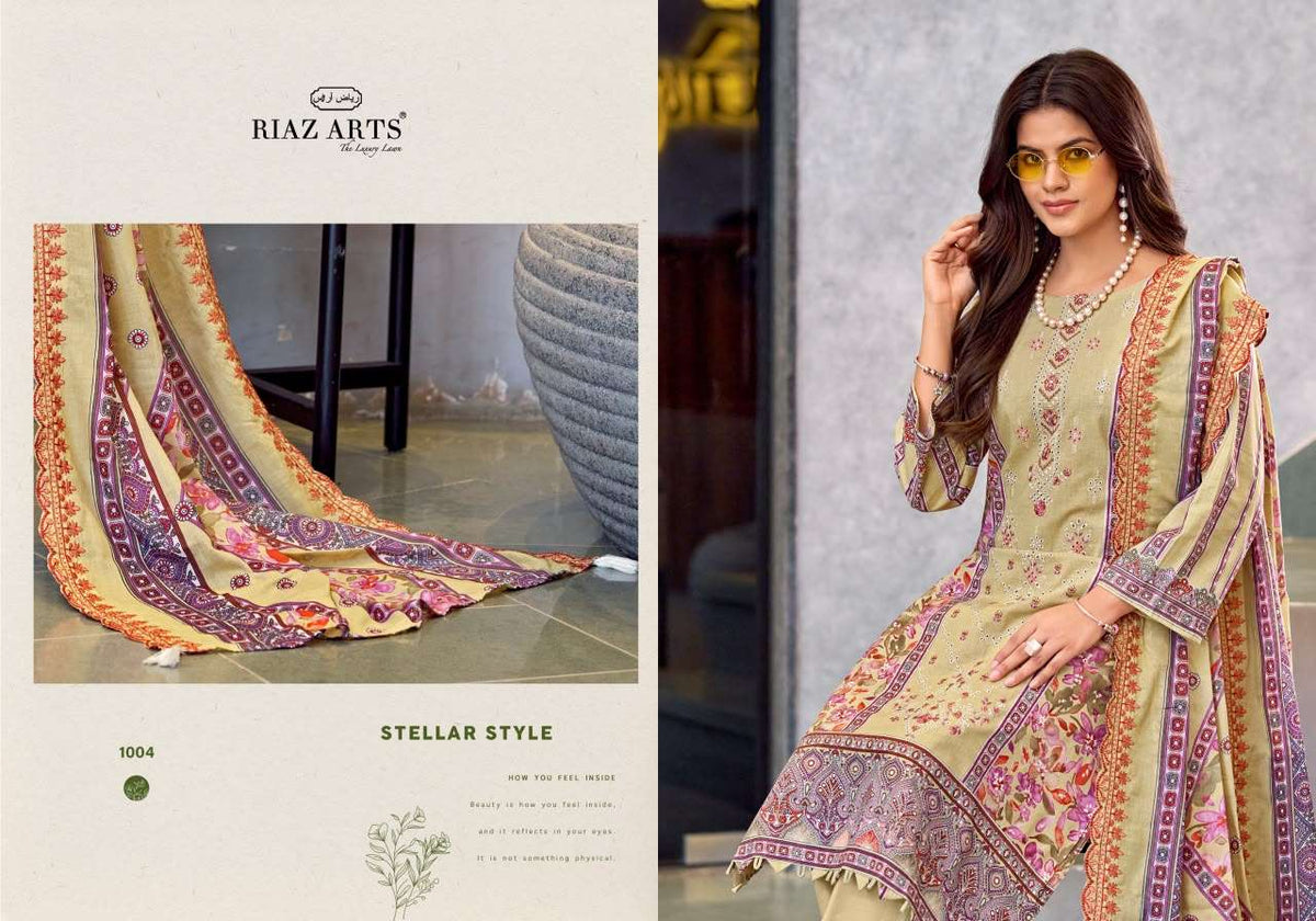 Riaz Arts Zeenat Lawn Cotton Embroidered Pakistani Suit