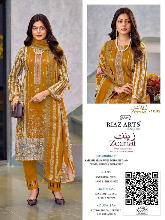Riaz Arts Zeenat Lawn Cotton Embroidered Pakistani Suit