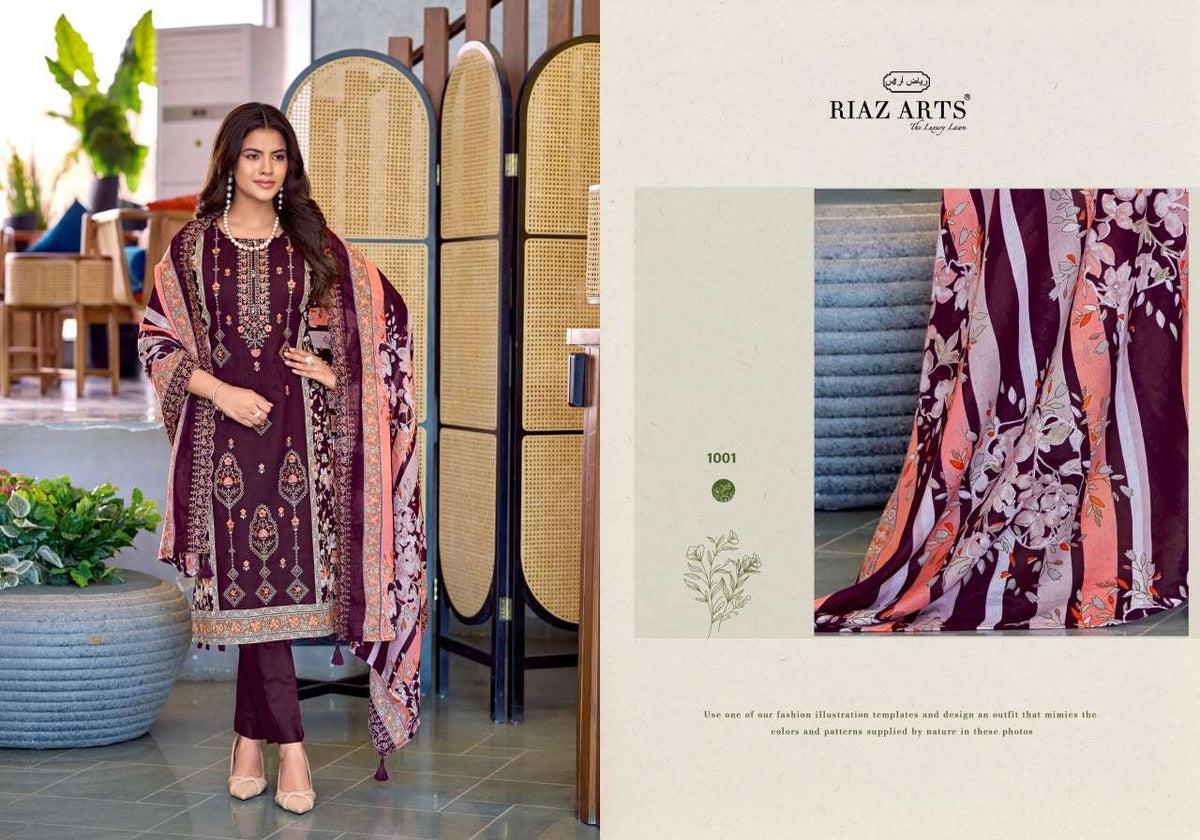 Riaz Arts Zeenat Lawn Cotton Embroidered Pakistani Suit