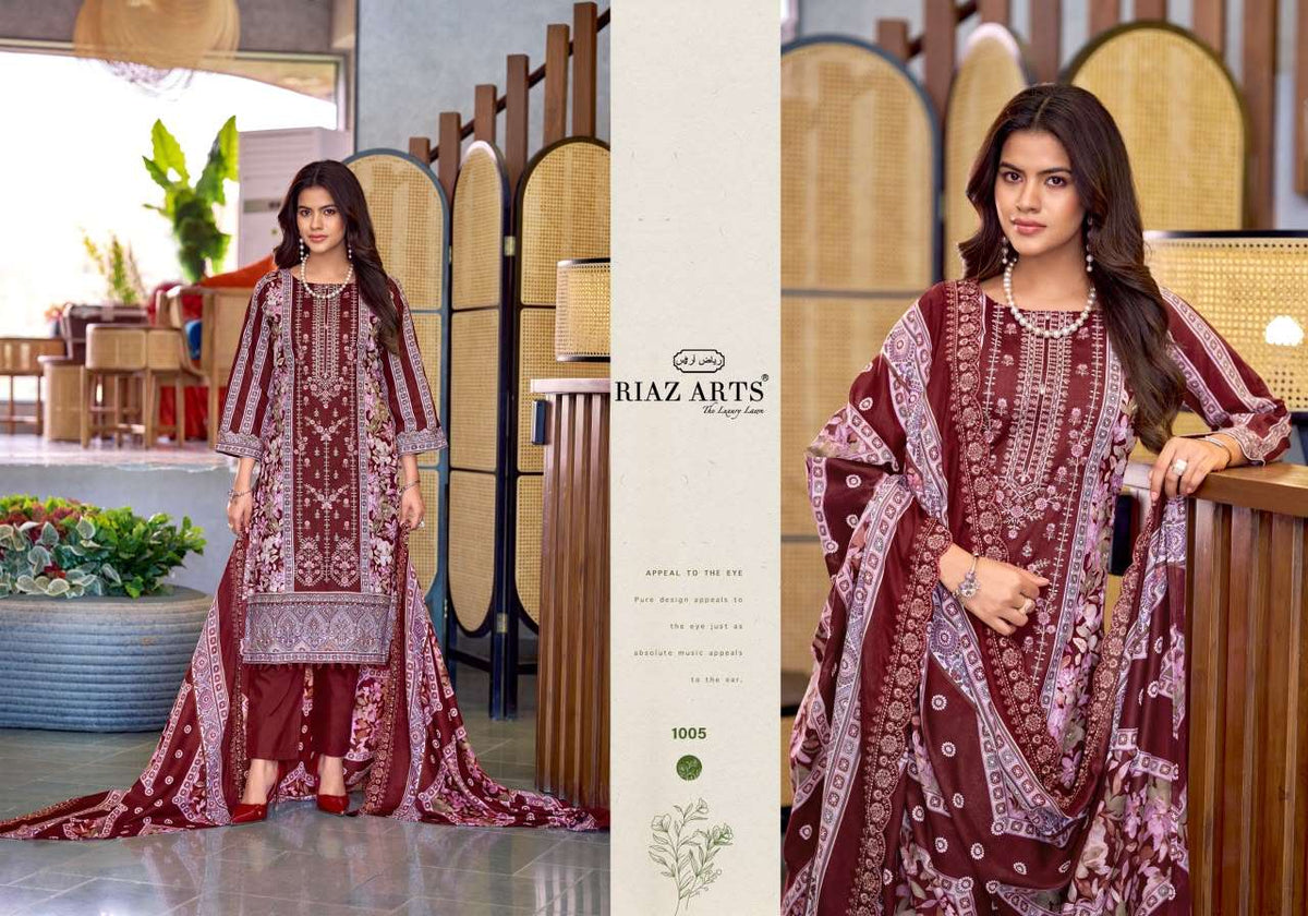 Riaz Arts Zeenat Lawn Cotton Embroidered Pakistani Suit