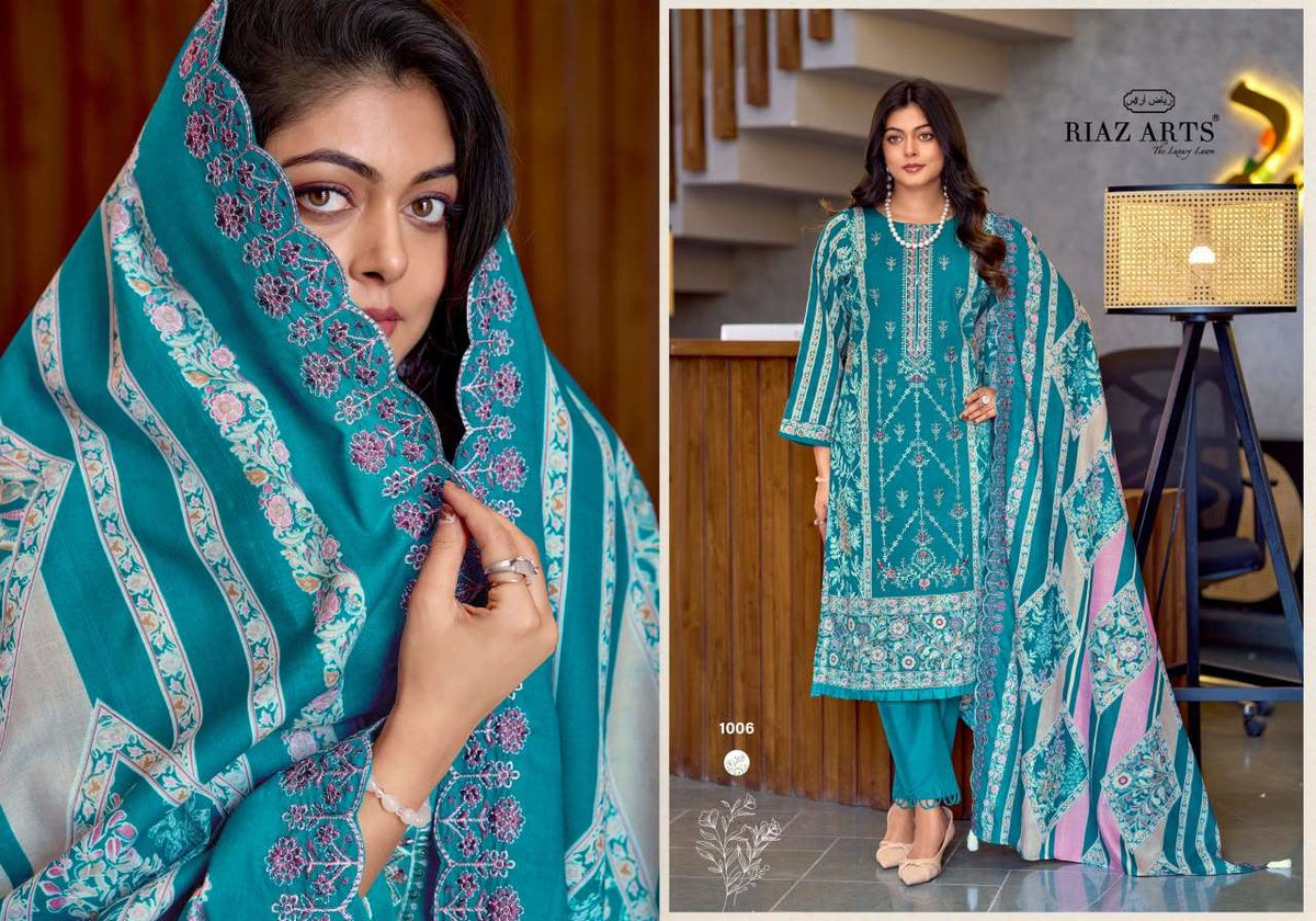 Riaz Arts Zeenat Lawn Cotton Embroidered Pakistani Suit