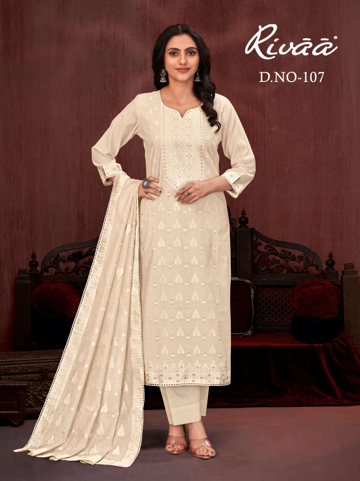 Rivaa D - 105 To 108 Jamdani Jacquard Pakistani Suit - Amrah Wholesale
