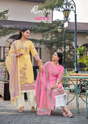 Rivaa Lucy Vol 2 Premium Italian Lawn Dress Material Wholesale - Amrah Wholesale