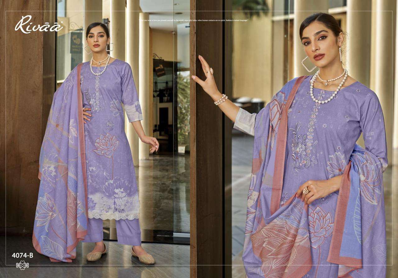 Rivaa Masha Pure Italian Lawn Digital Printed Dress Material - Amrah Wholesale