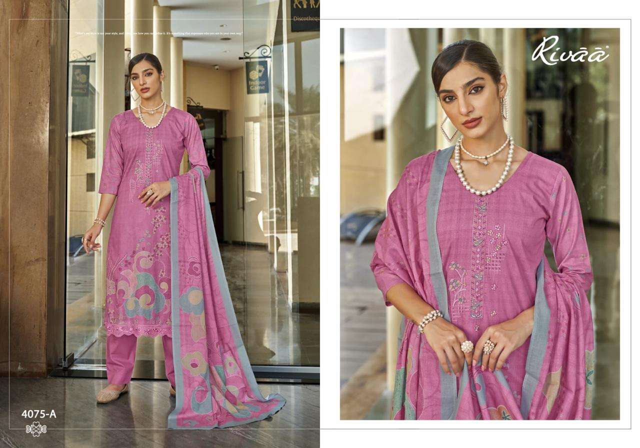 Rivaa Masha Pure Italian Lawn Digital Printed Dress Material - Amrah Wholesale