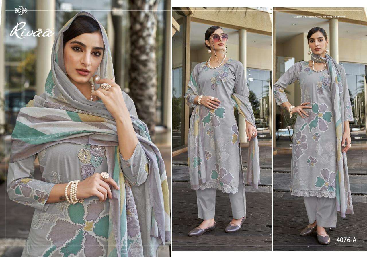 Rivaa Masha Pure Italian Lawn Digital Printed Dress Material - Amrah Wholesale