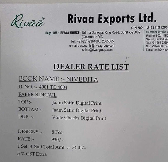 Rivaa Nivedita Jam Satin Digital Print Dress Material