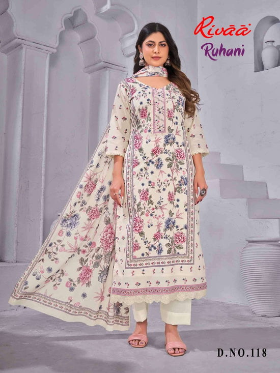 Rivaa Ruhani Butter Cotton Dress Material - Amrah Wholesale