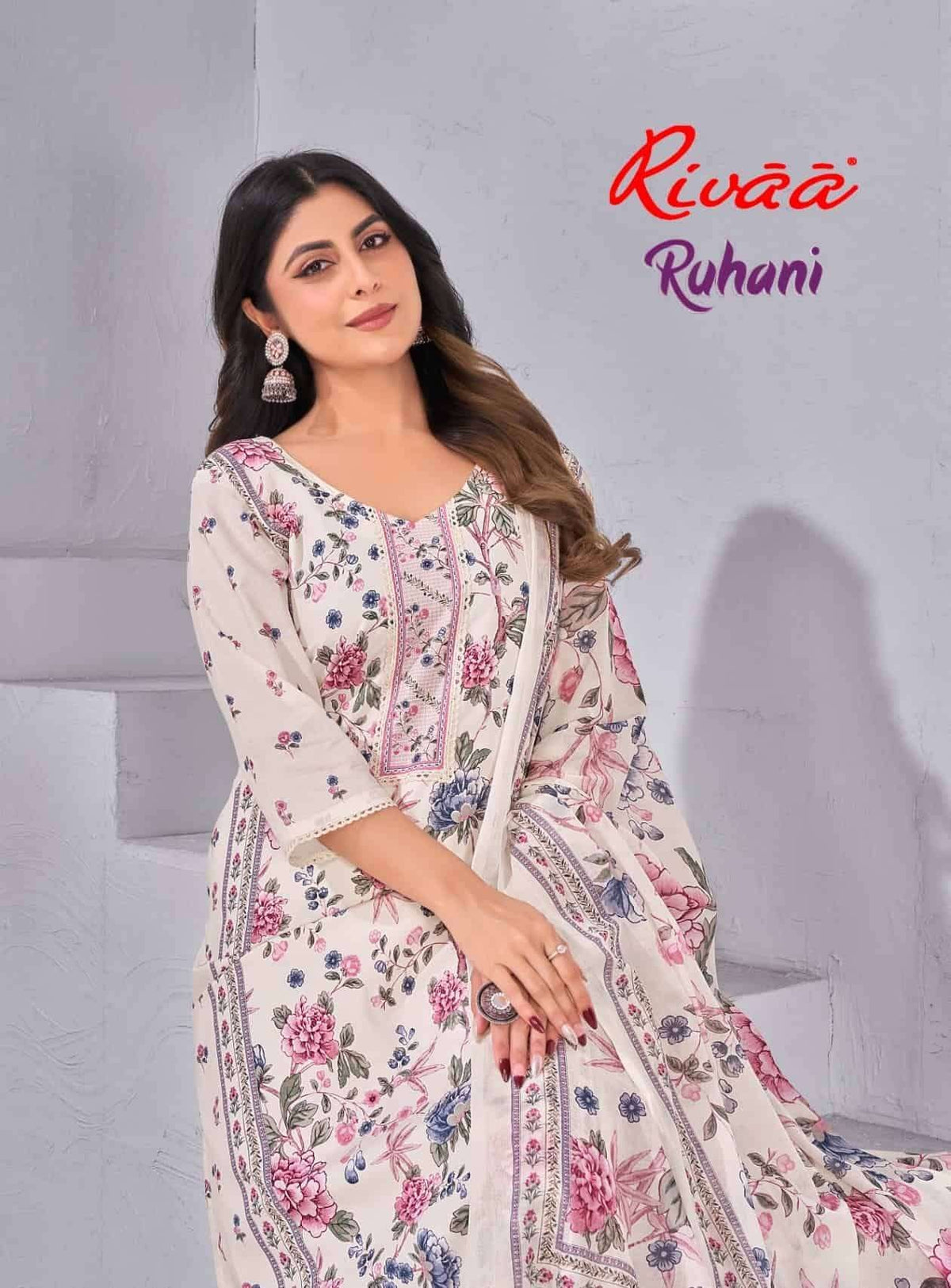 Rivaa Ruhani Butter Cotton Dress Material - Amrah Wholesale