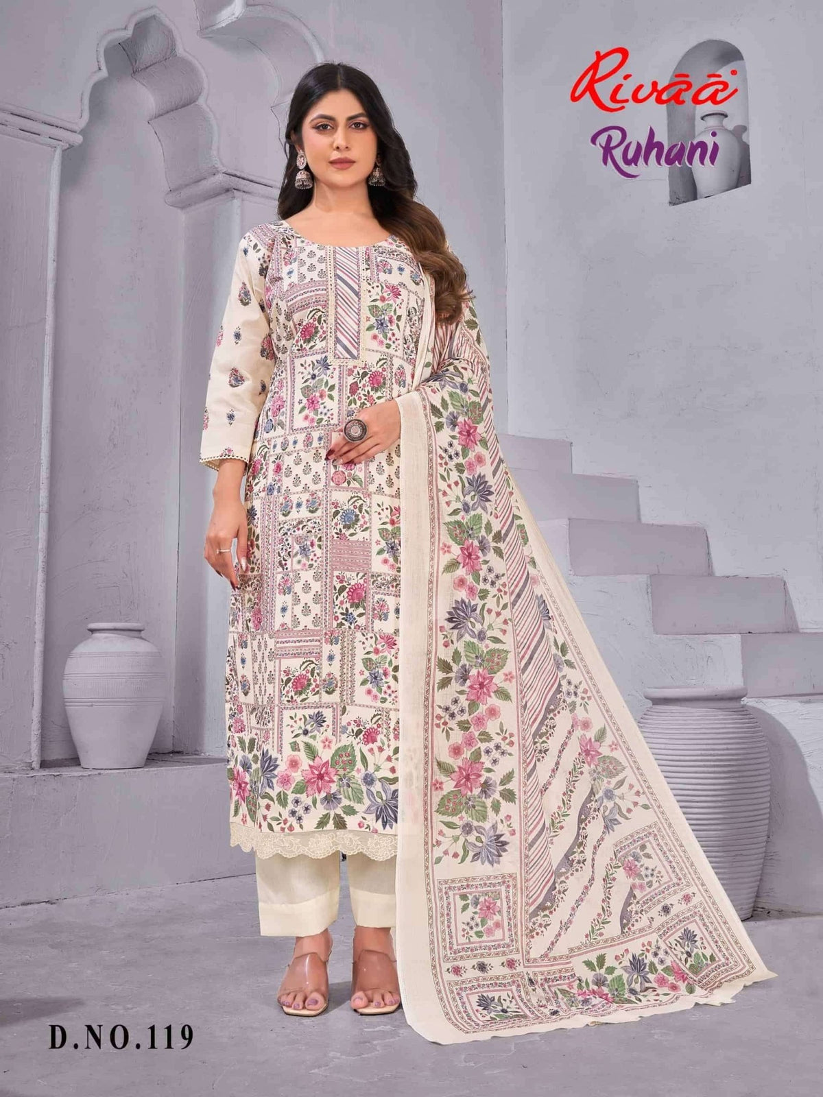 Rivaa Ruhani Butter Cotton Dress Material - Amrah Wholesale