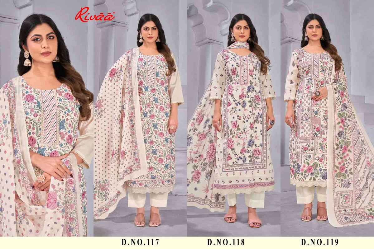 Rivaa Ruhani Butter Cotton Dress Material - Amrah Wholesale