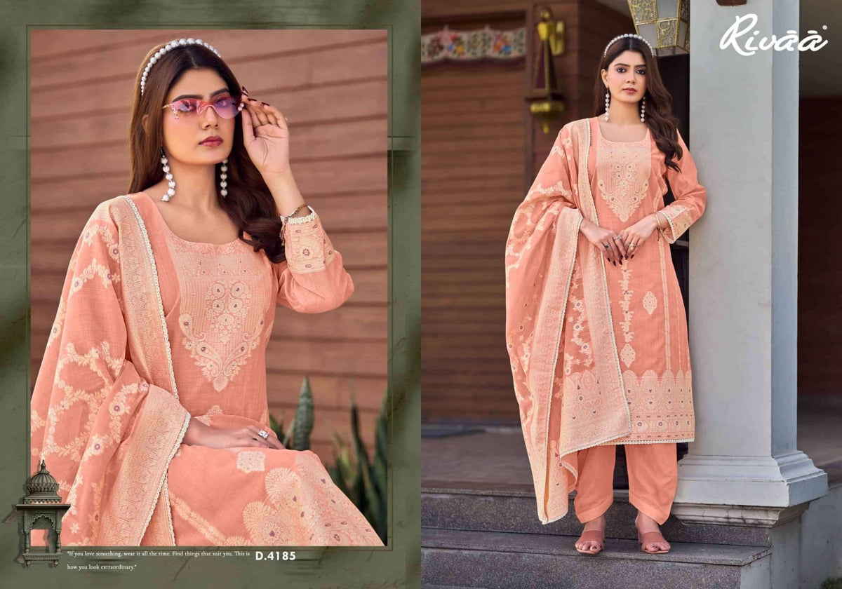 Rivaa Rutba Jaamdani Jacquard Dress Material - Amrah Wholesale
