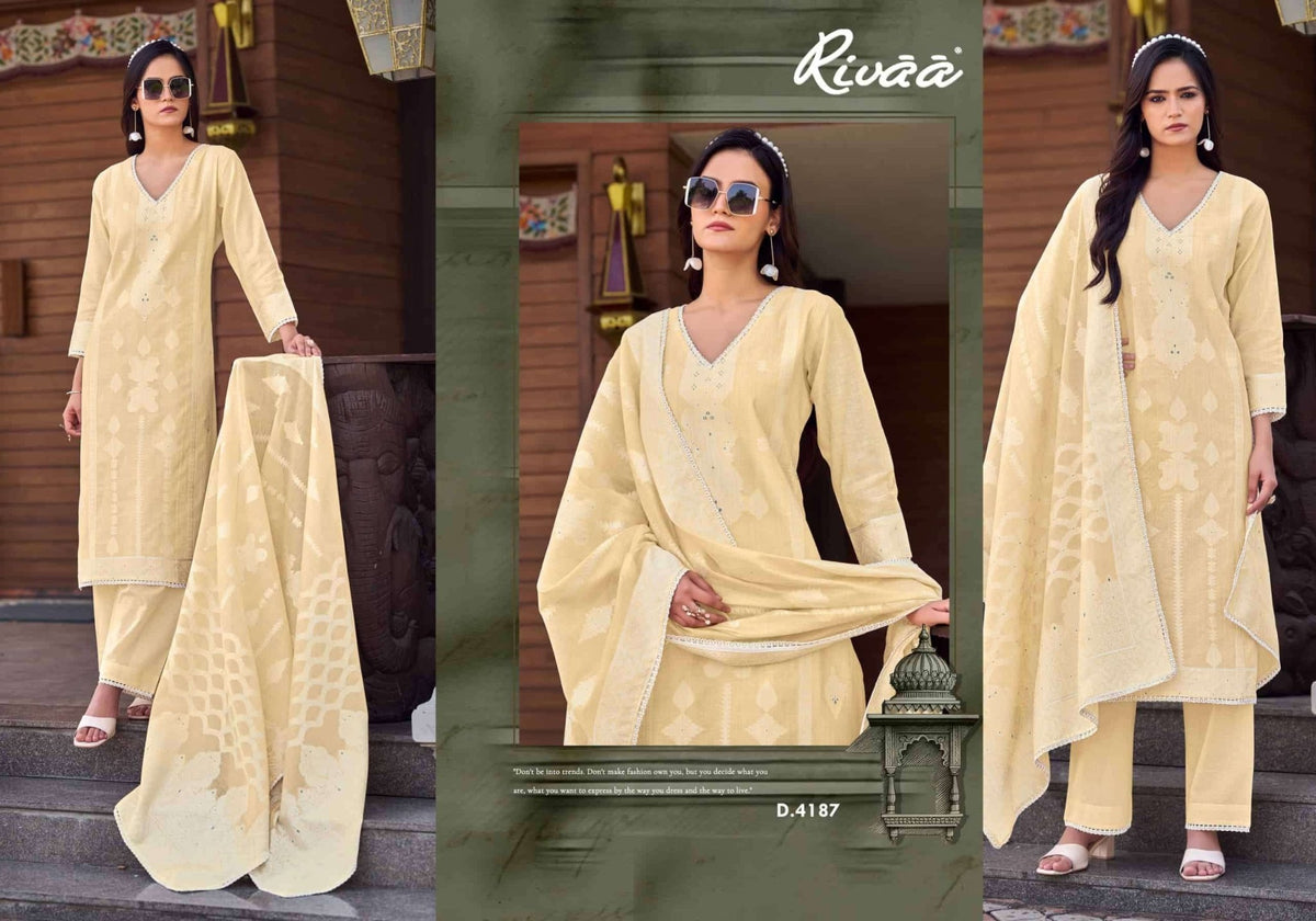 Rivaa Rutba Jaamdani Jacquard Dress Material - Amrah Wholesale
