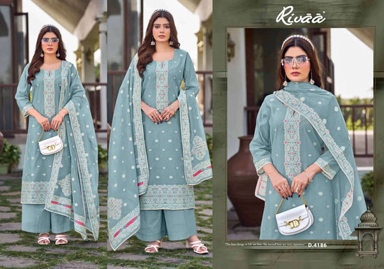 Rivaa Rutba Jaamdani Jacquard Dress Material - Amrah Wholesale