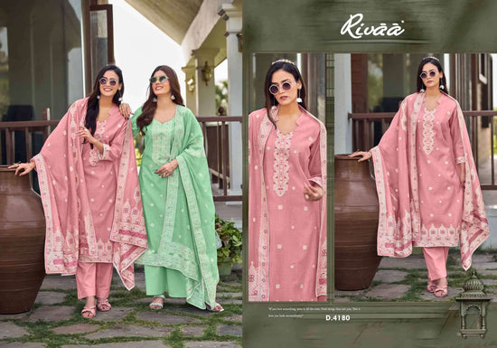 Rivaa Rutba Jaamdani Jacquard Dress Material - Amrah Wholesale