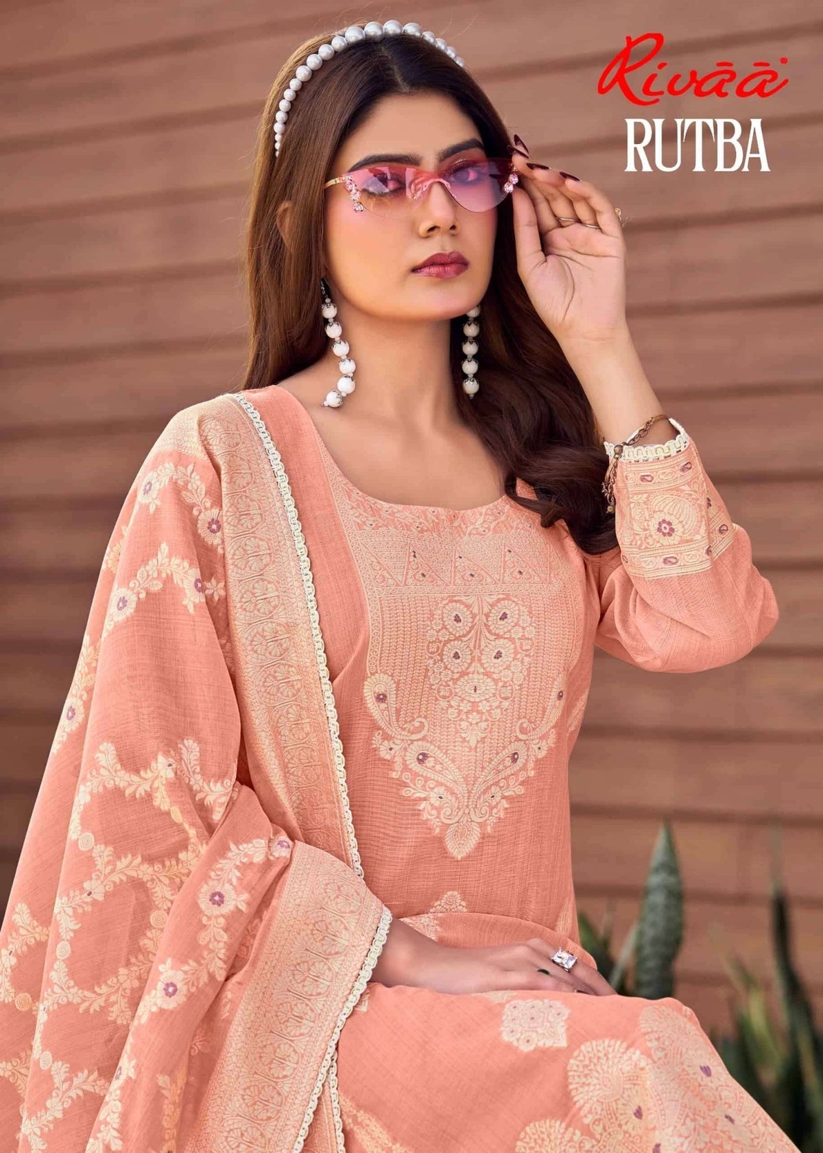 Rivaa Rutba Jaamdani Jacquard Dress Material - Amrah Wholesale