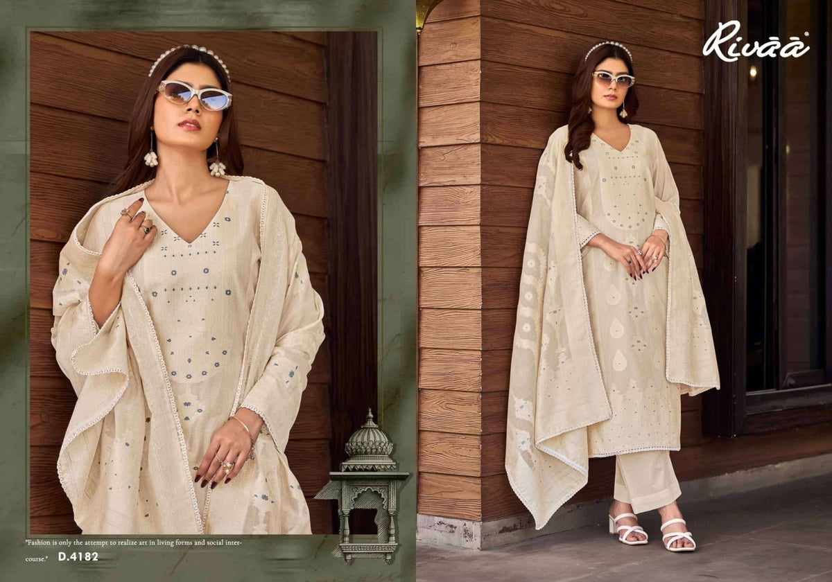 Rivaa Rutba Jaamdani Jacquard Dress Material - Amrah Wholesale
