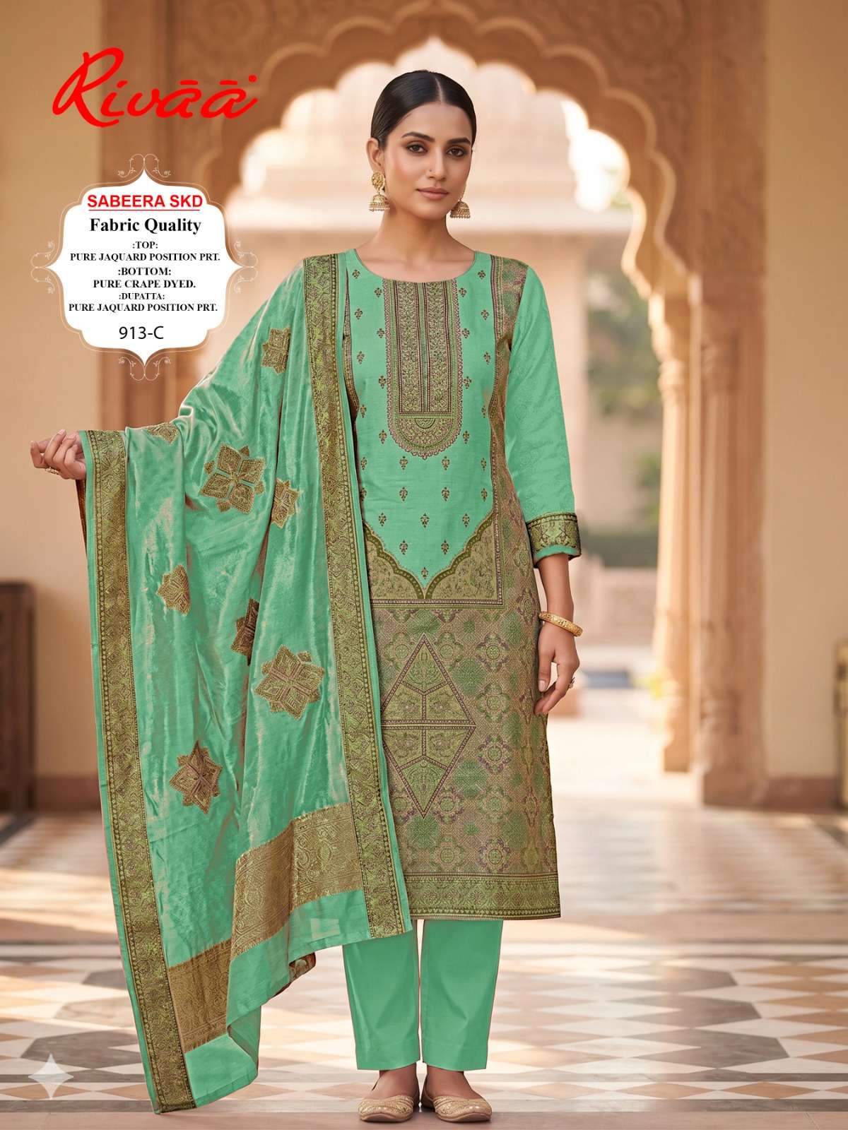 Rivaa Sabeera Skd Pure Crape Dress Material - Amrah Wholesale