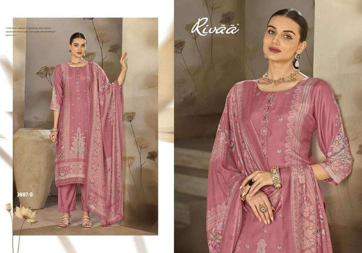 Rivaa Tessa Vol 2 Pure Bemberg Silk Dress Material - Amrah Wholesale