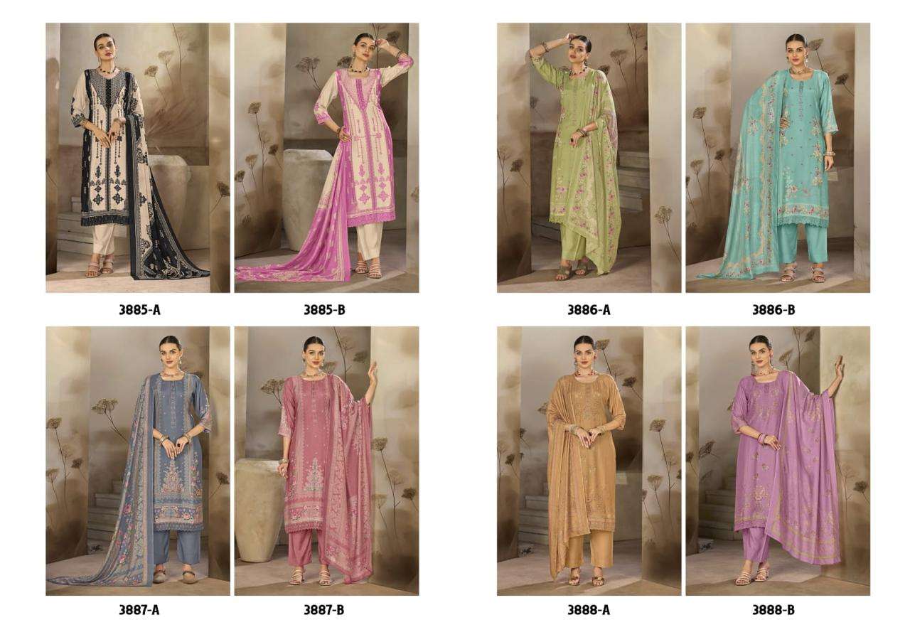 Rivaa Tessa Vol 2 Pure Bemberg Silk Dress Material - Amrah Wholesale
