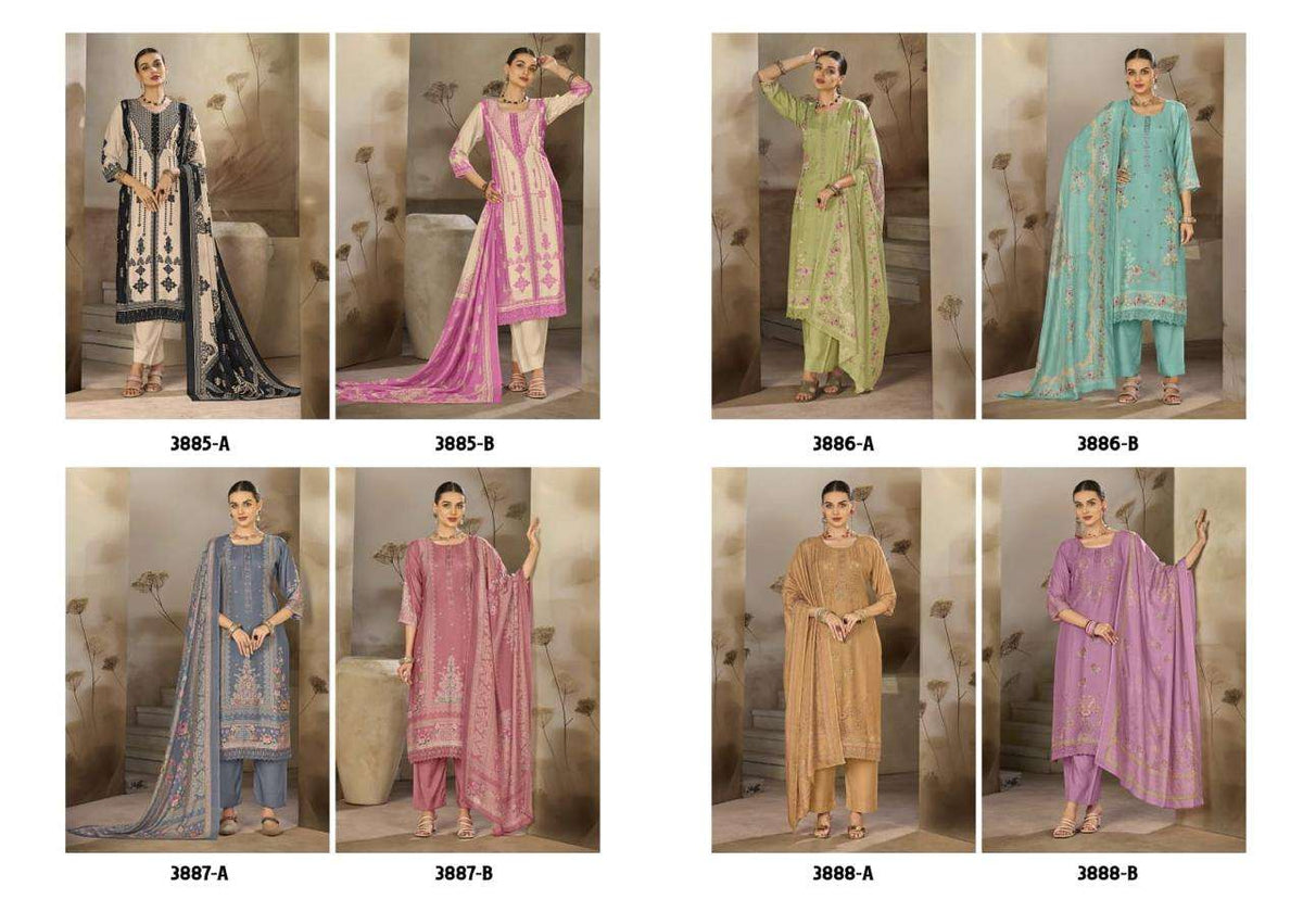 Rivaa Tessa Vol 2 Pure Bemberg Silk Dress Material - Amrah Wholesale