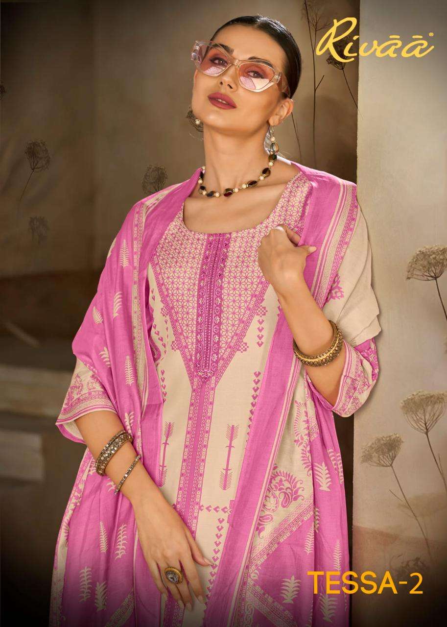Rivaa Tessa Vol 2 Pure Bemberg Silk Dress Material - Amrah Wholesale