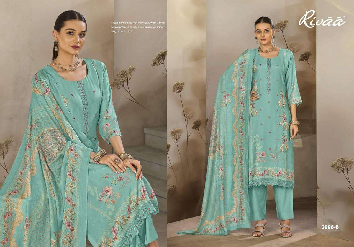 Rivaa Tessa Vol 2 Pure Bemberg Silk Dress Material - Amrah Wholesale