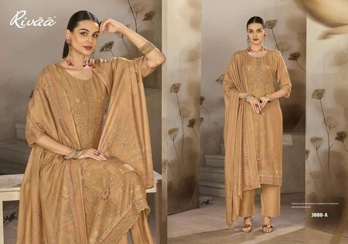 Rivaa Tessa Vol 2 Pure Bemberg Silk Dress Material - Amrah Wholesale