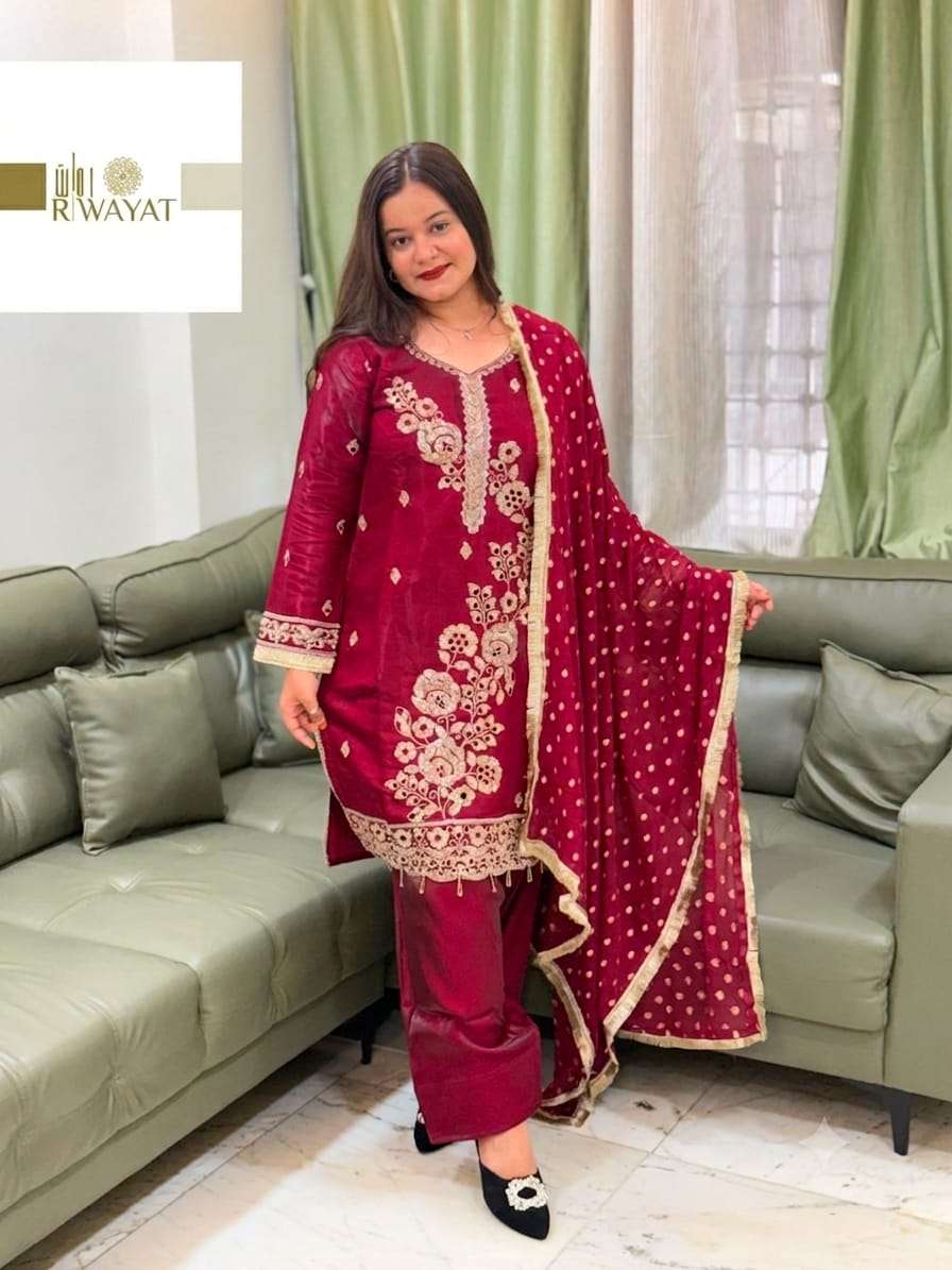 RIWAYAT 020 Series Pure Viscose Satin Stitched Salwar Suit Set - Amrah Wholesale