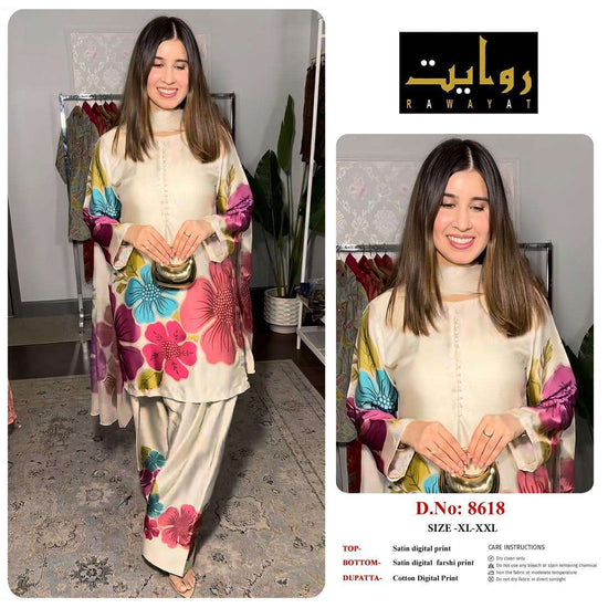 RIWAYAT 8613 to 8666 Satin Printed Premium Dresses