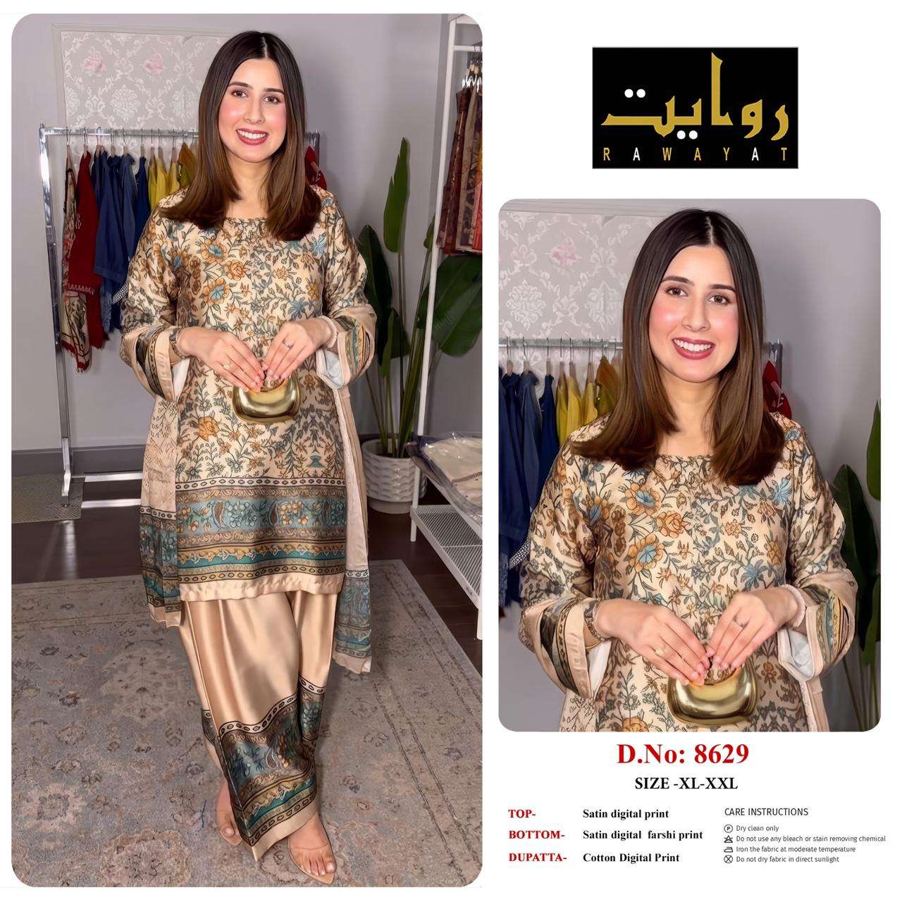 RIWAYAT 8613 to 8666 Satin Printed Premium Dresses
