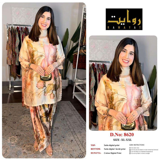 RIWAYAT 8613 to 8666 Satin Printed Premium Dresses