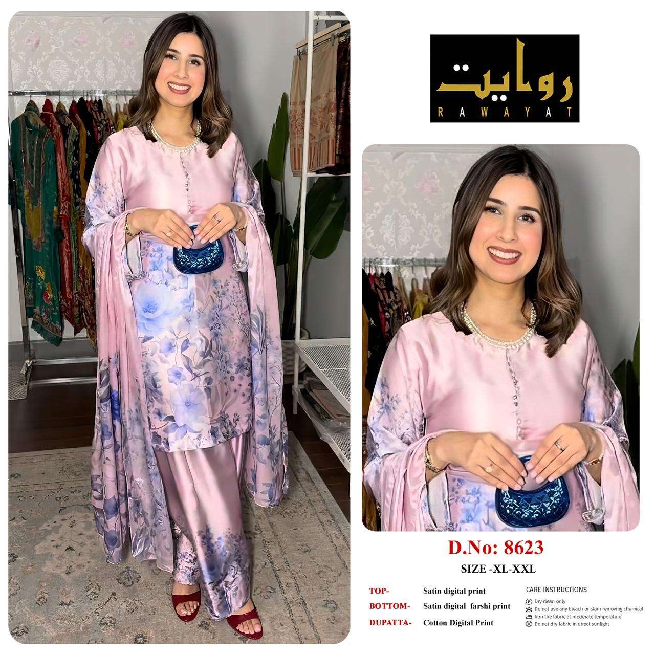 RIWAYAT 8613 to 8666 Satin Printed Premium Dresses