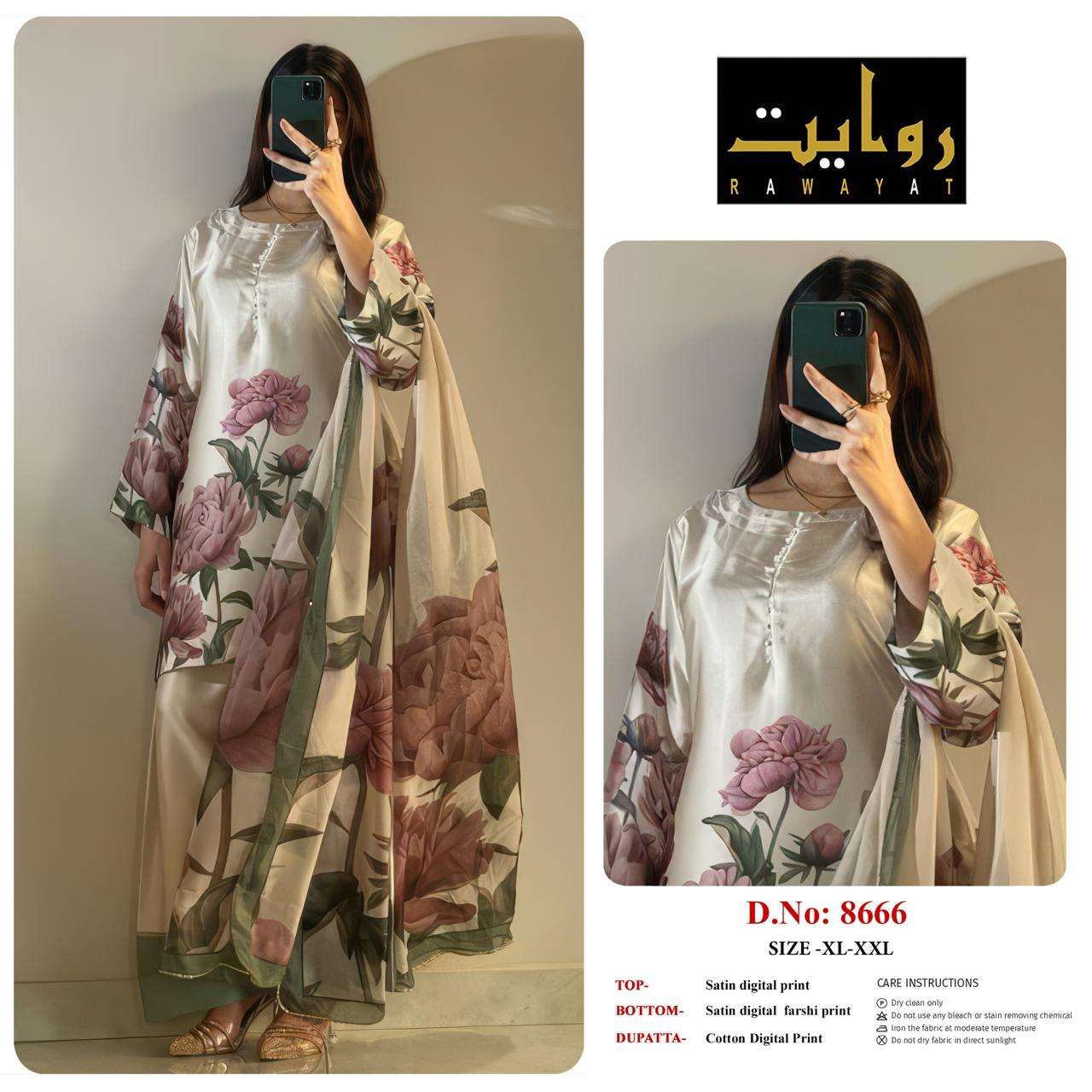 RIWAYAT 8613 to 8666 Satin Printed Premium Dresses