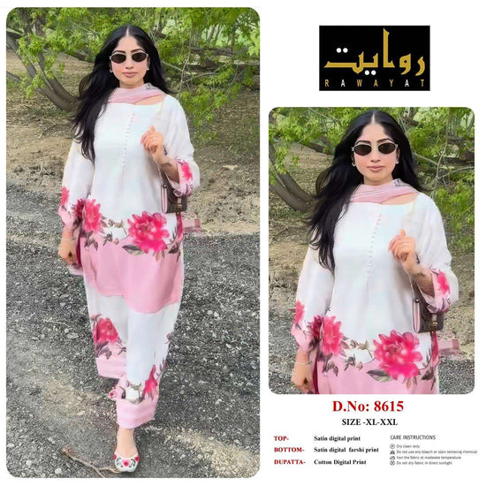 RIWAYAT 8613 to 8666 Satin Printed Premium Dresses