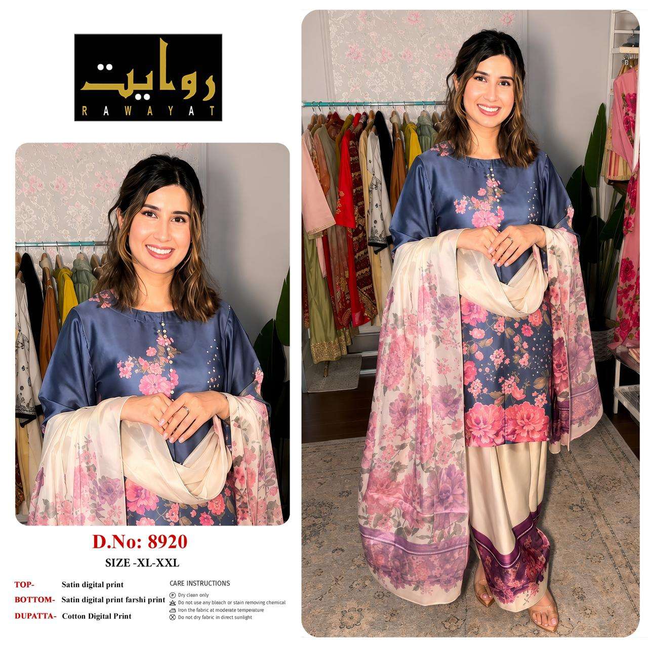 Riwayat 8903 To 8942 Satin Printed Premium Dresses