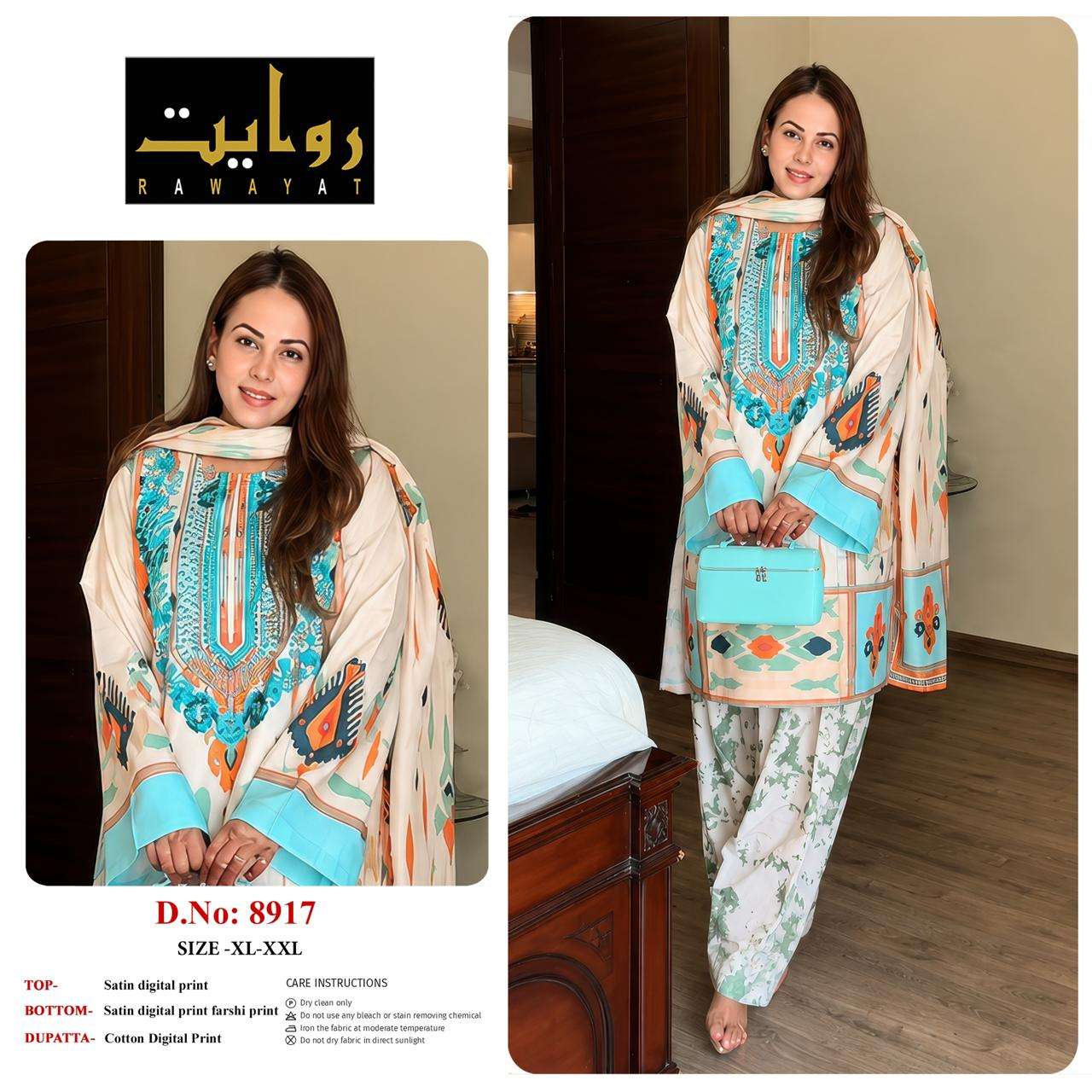 Riwayat 8903 To 8942 Satin Printed Premium Dresses