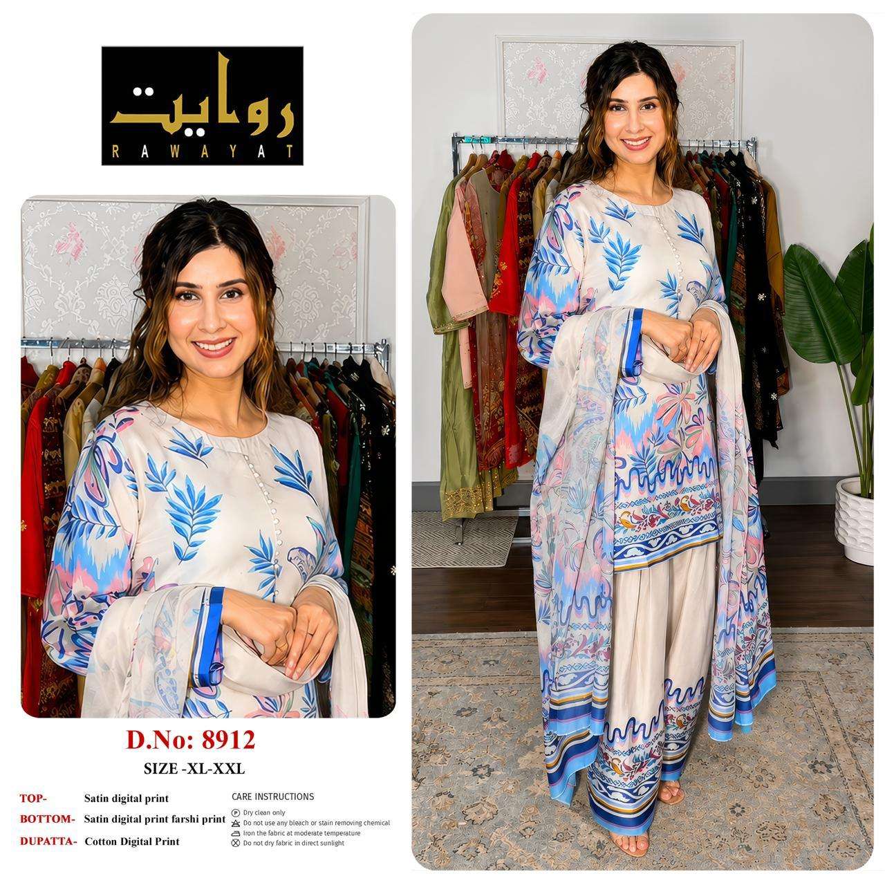 Riwayat 8903 To 8942 Satin Printed Premium Dresses