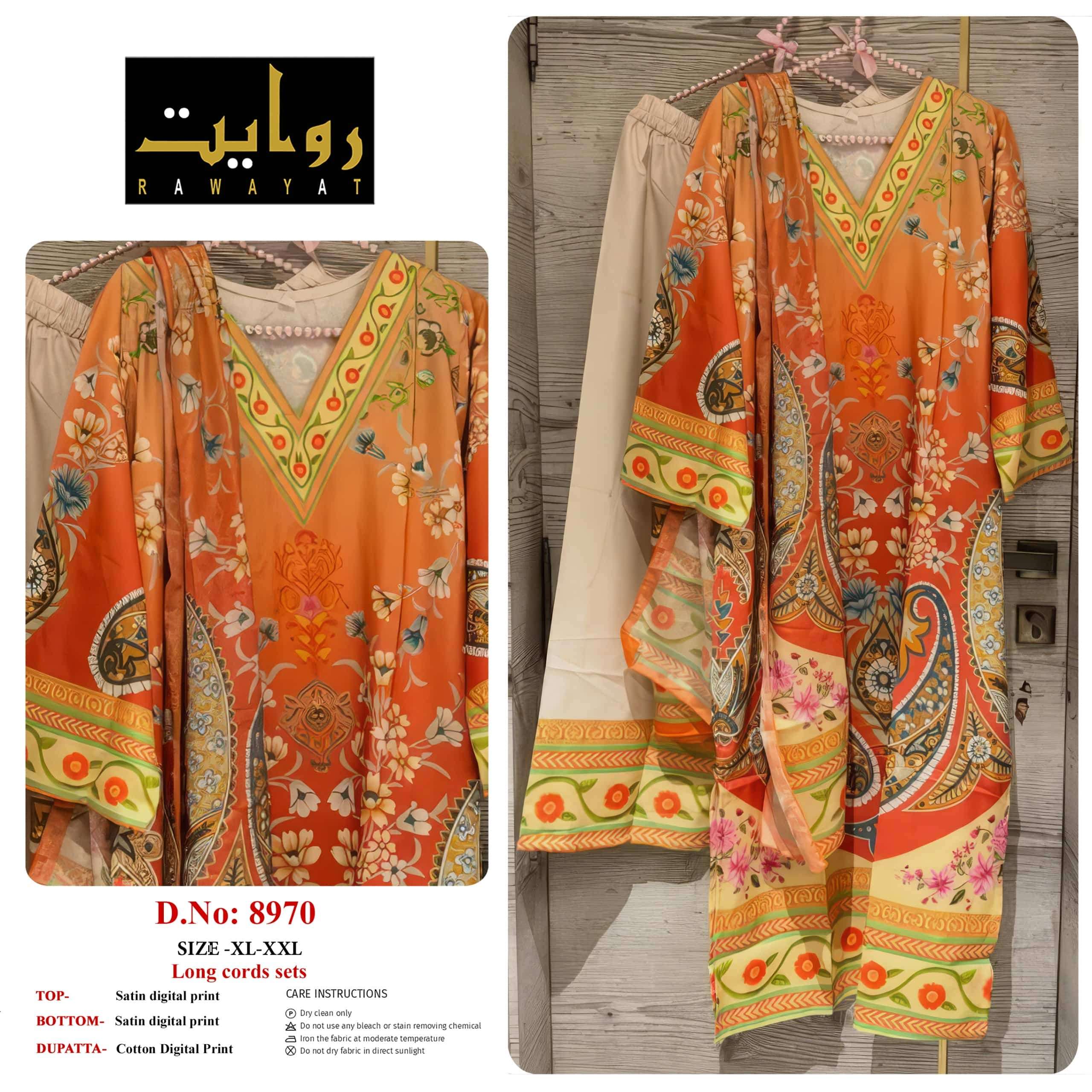 RIWAYAT 8962 TO 8980 Satin Printed Stitched Dresses