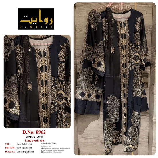 RIWAYAT 8962 TO 8980 Satin Printed Stitched Dresses