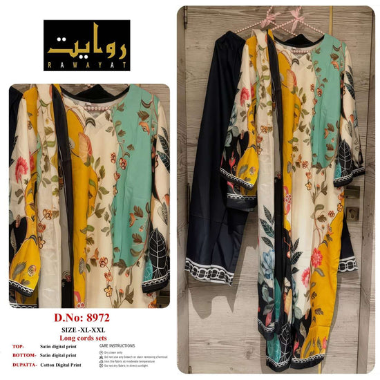 RIWAYAT 8962 TO 8980 Satin Printed Stitched Dresses