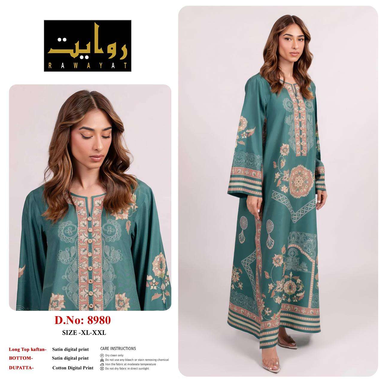 RIWAYAT 8962 TO 8980 Satin Printed Stitched Dresses