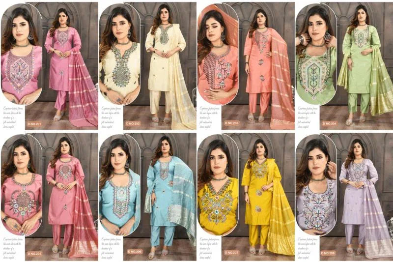 Roma Vol 2 Roman Silk Sequence Worked Kurti Set Collection