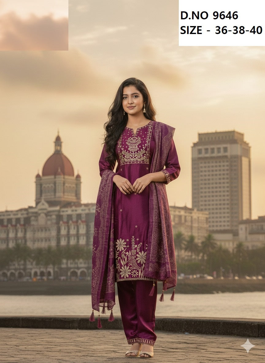 Roman Glass Kurti Set 9646