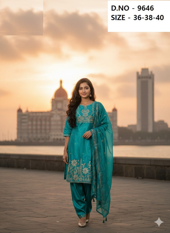 Roman Glass Kurti Set 9646